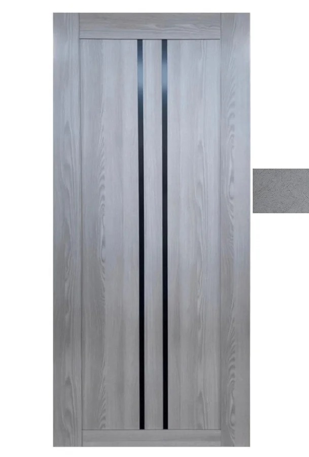 Дверь ТЕРРИ №111 Лофт Тёмный, частичное стекло ЧЕРНОЕ 90, еврошпон