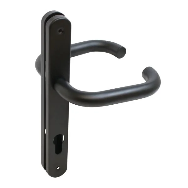 Ручка дверная на планке БУЛАТ РФ 85.30.09.02НС черный INOX нержавеющая сталь д/узкопроф.замков