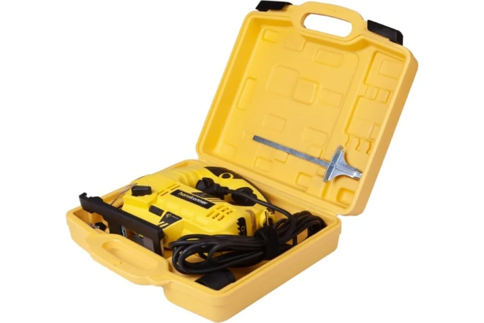 Лобзик 860Вт, 120/12мм(дер/мет), 500-3000, алюм опора,КЕЙС, Hanskonner