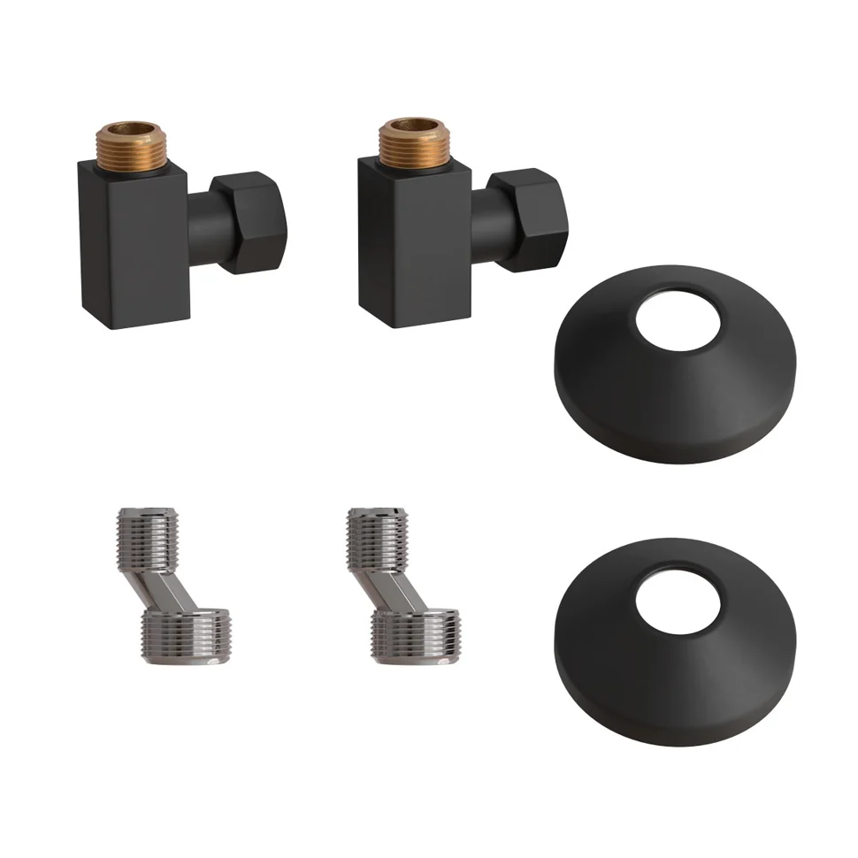 Комплект подключения для полотенцесушителя Point 3/4"х1/2" г/ш (квадрат), черный