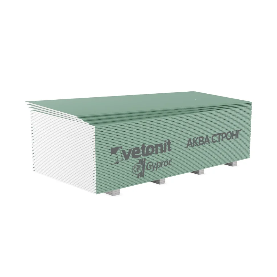 Гипсокартон ГКЛВ Vetonit (Gyproc) Аква Стронг ГСП-RH3-УК высокопрочный 2700*1200*15 мм