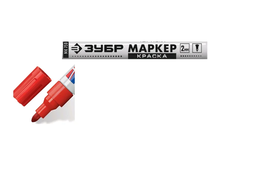 Маркер-краска ЗУБР ПРОФЕССИОНАЛ МК-400 круглый наконечник, 2-4мм, красный