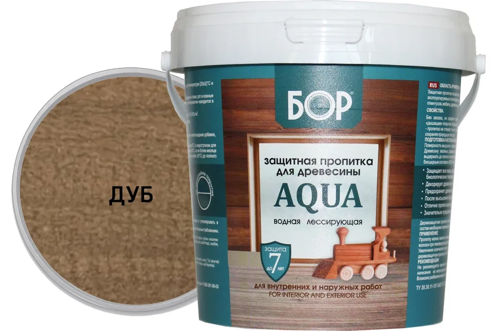 Пропитка защитная БОР AQUA для наружных и внутренних работ ДУБ 0,9кг