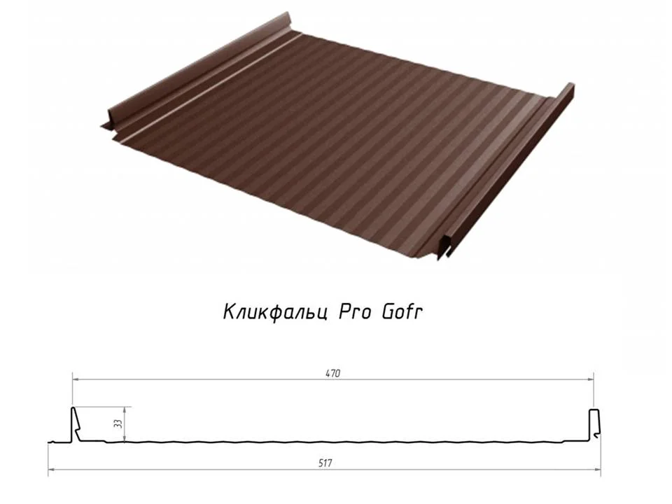 Кликфальц Pro Gofr NEW Grand Line 0,5мм Satin PE RAL **(Тип), 0.517*м2