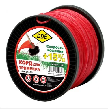 Леска на катушке 2,4мм 120м звезда, красный,"Speed line", DDE