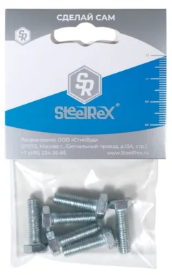 Болт М8х40 DIN 933 оцинк (уп 3шт) SteelRex Болт М8х40 DIN 933 оцинк (уп 3шт) SteelRex