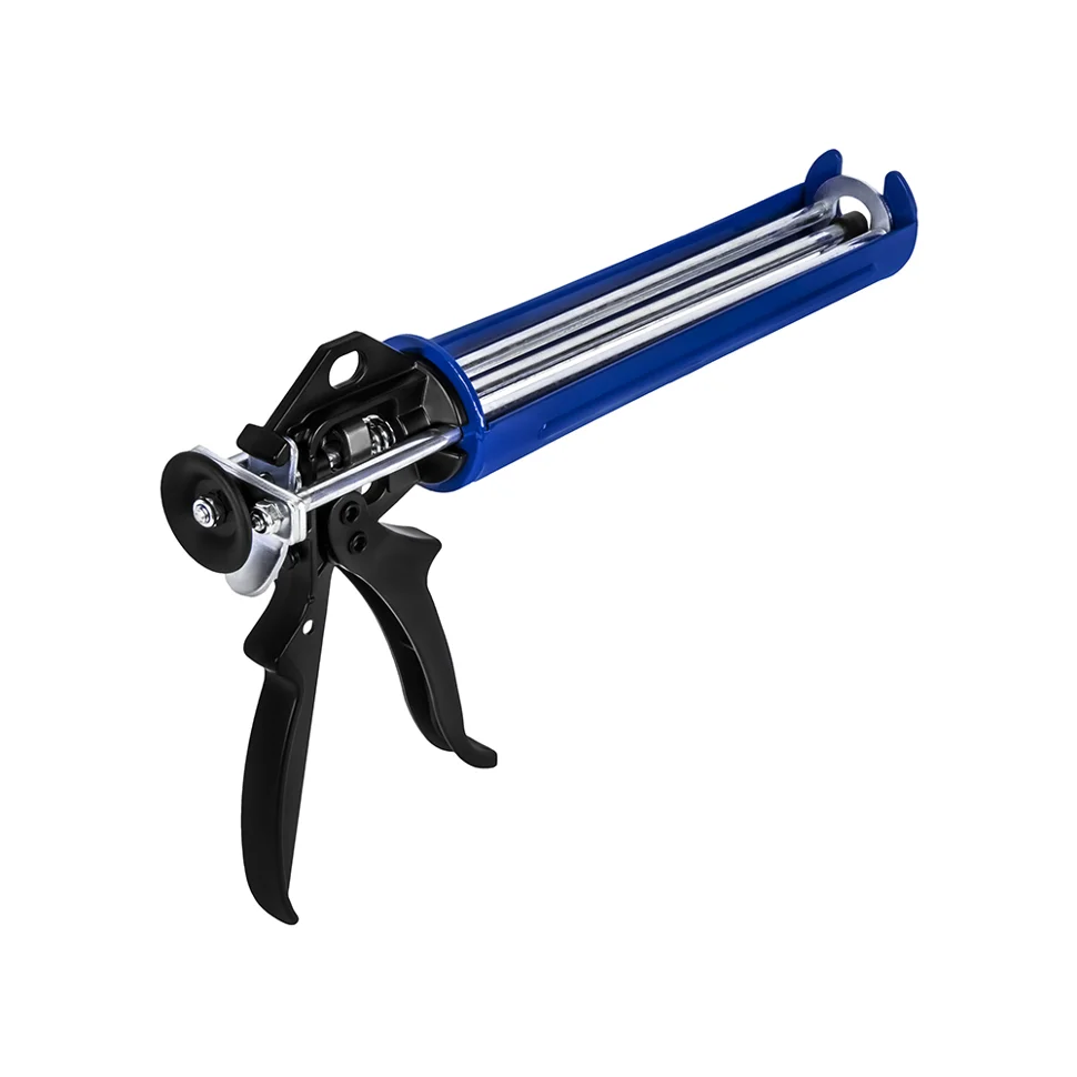 Пистолет для химических анкеров КОБАЛЬТ 300 мл., скелетный стальной корпус, 3-х штоковый поршень, усилие 16:1 Пистолет для химических анкеров КОБАЛЬТ 300 мл., скелетный стальной корпус, 3-х штоковый поршень, усилие 16:1
