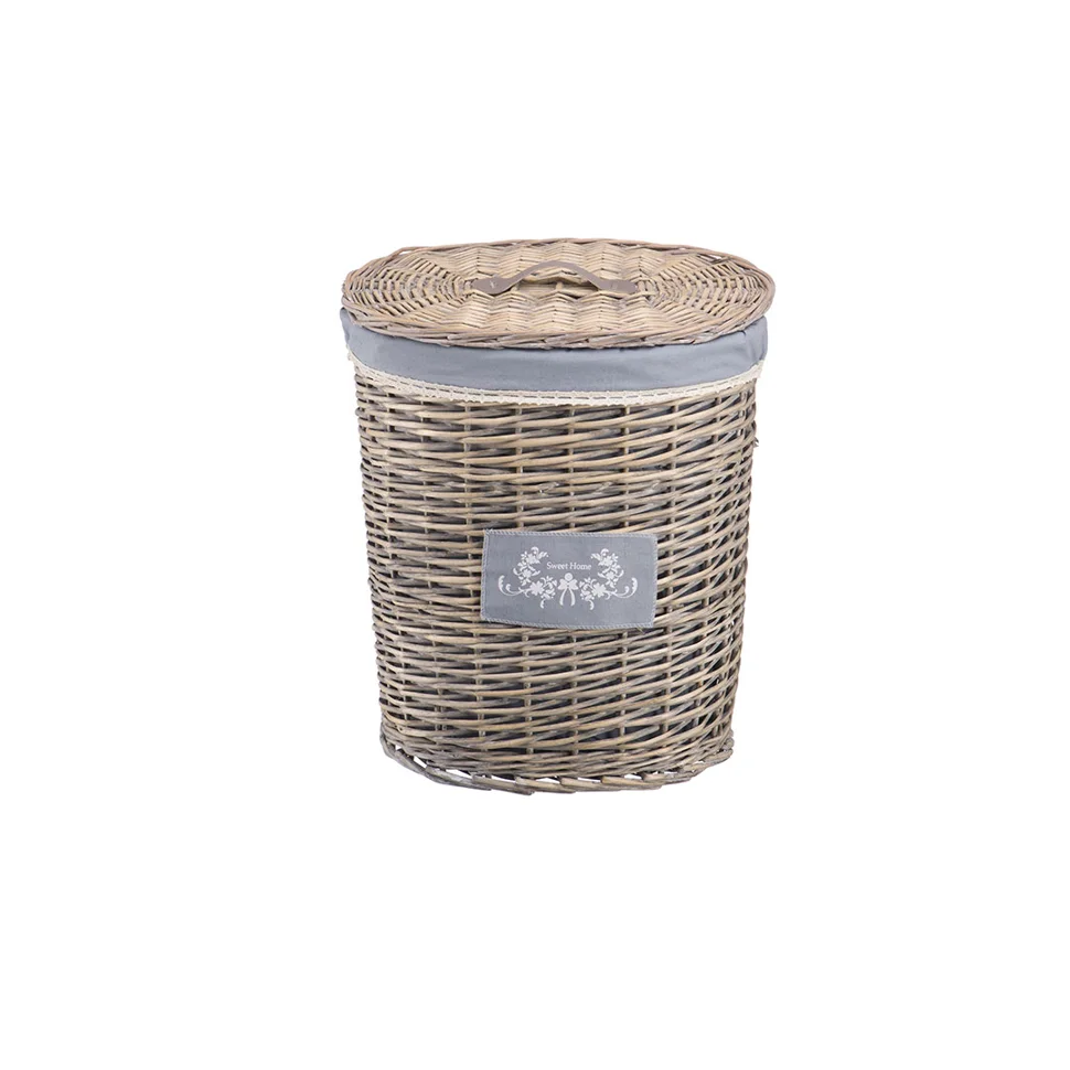Корзина овальная высокая "Лён", 39L*27W*45H, серый
