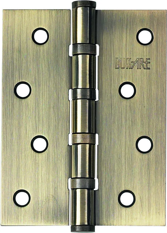 Петля дверная BUSSARE с четырьмя подшипниками, универсальная B020-C 100X75X2.5-4BB-1AB античная бронза