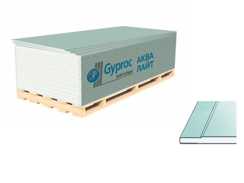 Гипсокартон ГКЛВ Gyproc / Vetonit Аква Лайт УК влагостойкий 2500*1200*9,5 мм
