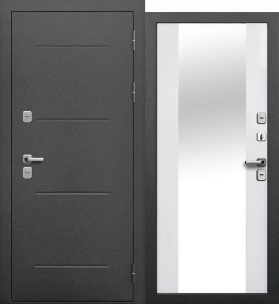 Дверь мет. FERRONI ISOTERMA 960х2050 "Пр" Серебро/Эмалит Белый Зеркало Дверь мет. FERRONI ISOTERMA 960х2050 "Пр" Серебро/Эмалит Белый Зеркало