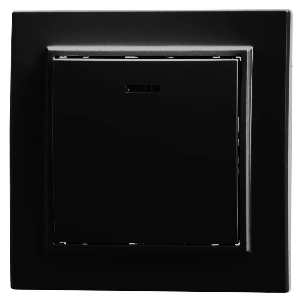 Выключатель одноклавишный СП 220V, 10А, c индикатором, черный (PSW10-9001-03) Эрна STEKKER