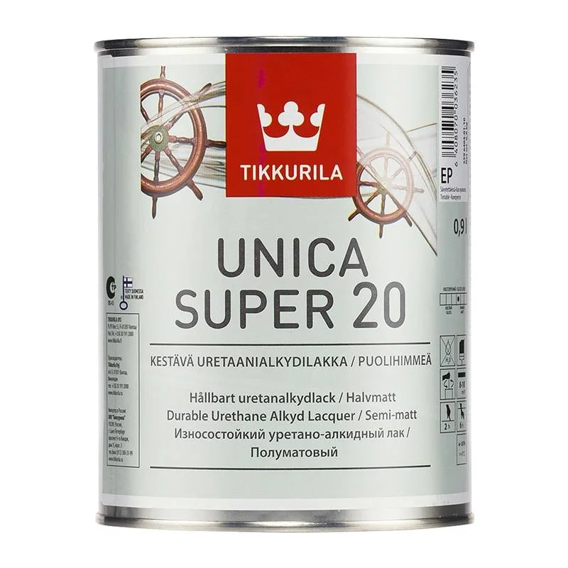 Лак паркетный полуматовый TIKKIVALA Unica Super 20 EP универсальный 0,9л