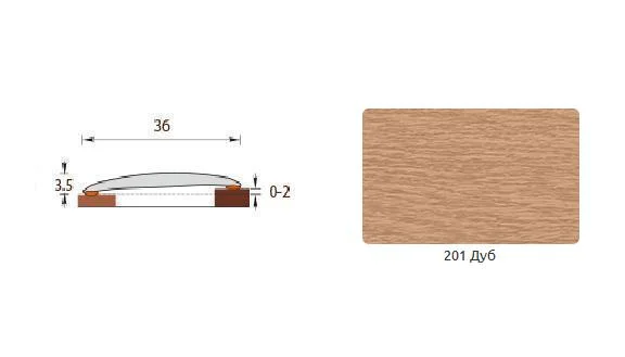 Порог ИЗИ Дуб 201 36 мм 0,9 м