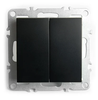 Выключатель двухклавишный СП 220V, 10А, с индикатором (механизм), черный (PSW10-9102-03) Эрна STEKKER Выключатель двухклавишный СП 220V, 10А, с индикатором (механизм), черный (PSW10-9102-03) Эрна STEKKER