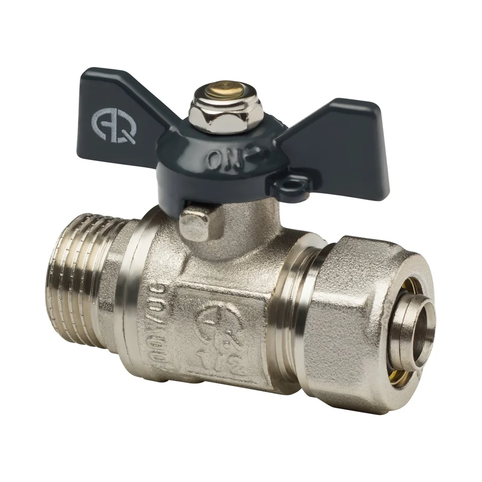Кран шаровой для МП труб M 1/2x20 B штуцер-цанга бабочка AQualink
