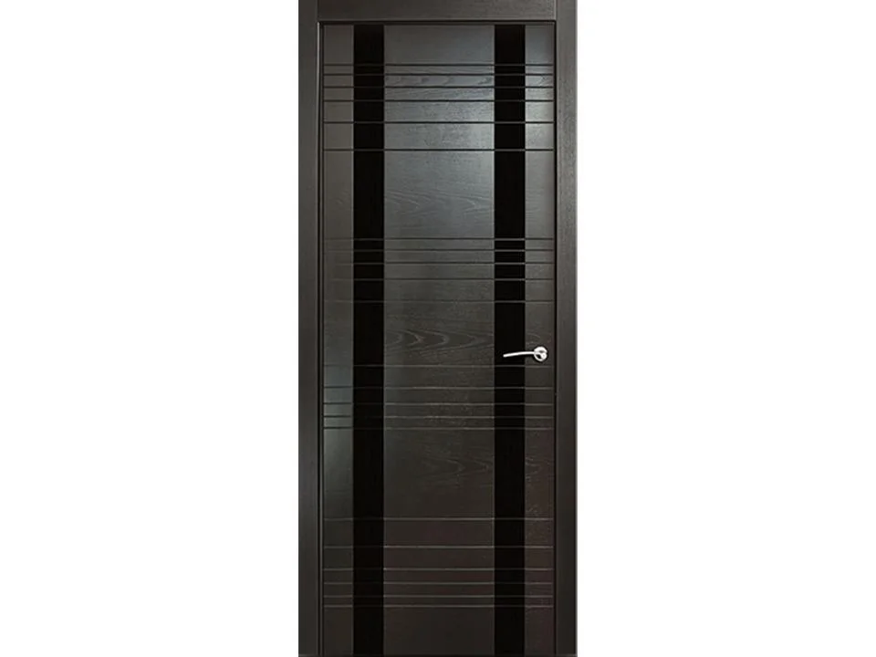Дверь VERDA V-II стекло черное, неро 90, шпон