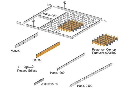 Грильято Албес 120х120 Н-40 b-10 L=2,4 металлик матовый А906 RUS эконом Грильято Албес 120х120 Н-40 b-10 L=2,4 металлик матовый А906 RUS эконом