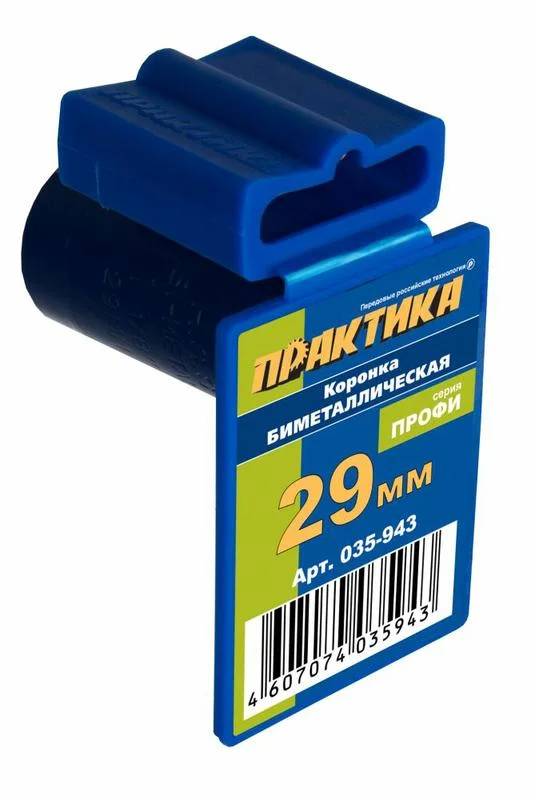 Коронка биметаллическая D=29 мм (1 1/8"), клипса, ПРАКТИКА