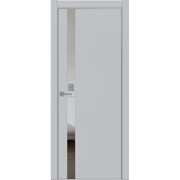 Дверь Uberture TAMBURAT Модель 4104 стекло зеркало GREY, манхеттен,&#160;кромка AL мат.хром 90