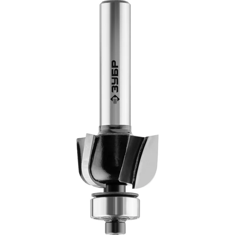 Фреза кромочная калевочная №2, D=22,2 мм, рабочая длина-13 мм, радиус-4,8 мм, хвостовик-8 мм, диаметр подшипника-12,7 мм, ЗУБР Профессионал