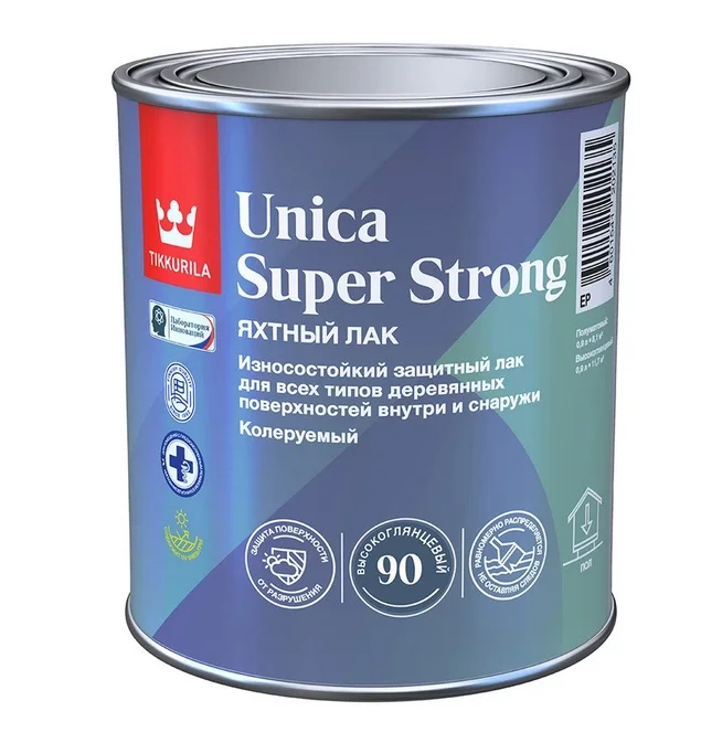 Лак паркетный высокоглянцевый TIKKIVALA Unica Super 90 EP универсальный 0,9л