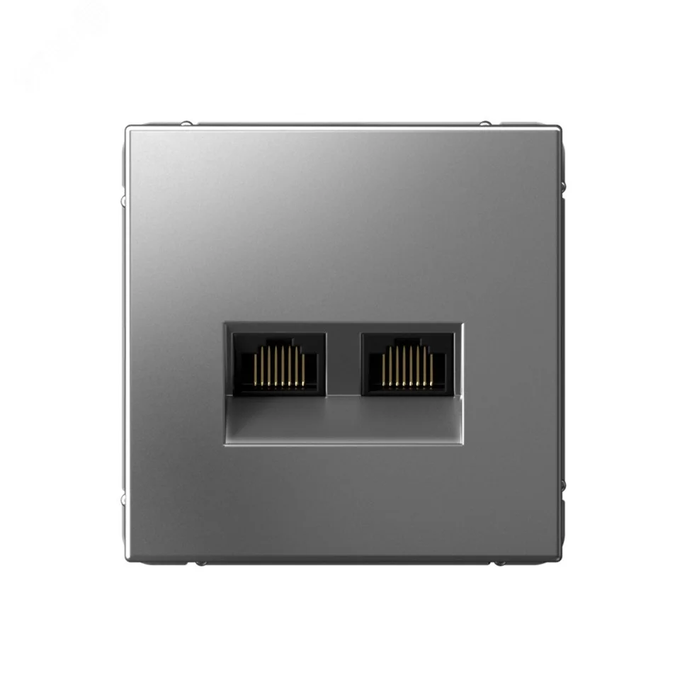 Механизм розетки компьютерной 2-м ArtGallery RJ45+RJ45 кат. 6A сталь SE GAL000988