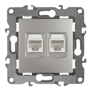 Розетка информационная двойная СП (2XRJ45), Эра12, перламутр, арт.12-3108-15