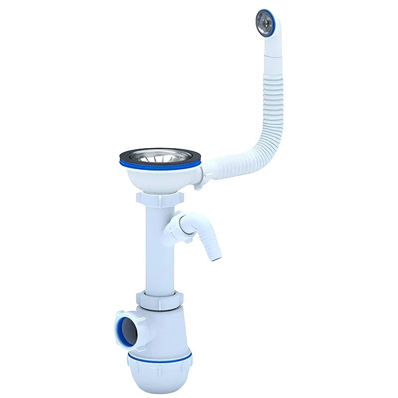 Сифон GRANFEST Ани Грот одинарный 3 1/2" с переливом и отводом Анипласт и с гофрой, арт.А 1042SP15 Сифон GRANFEST Ани Грот одинарный 3 1/2" с переливом и отводом Анипласт и с гофрой, арт.А 1042SP15