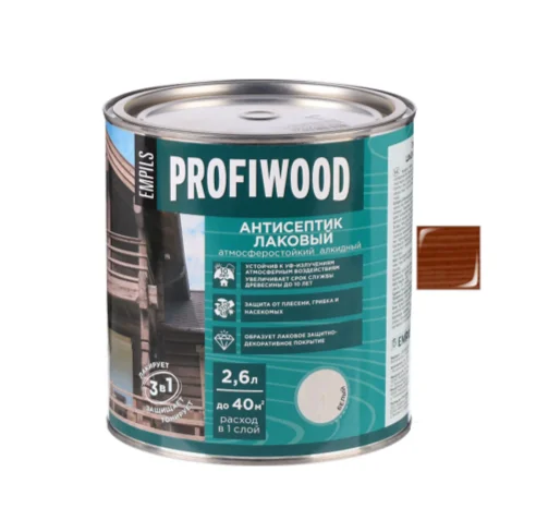Антисептик EMPILS PROFIWOOD лаковый атмосферостойкий алкидный красное дерево 2,4 кг
