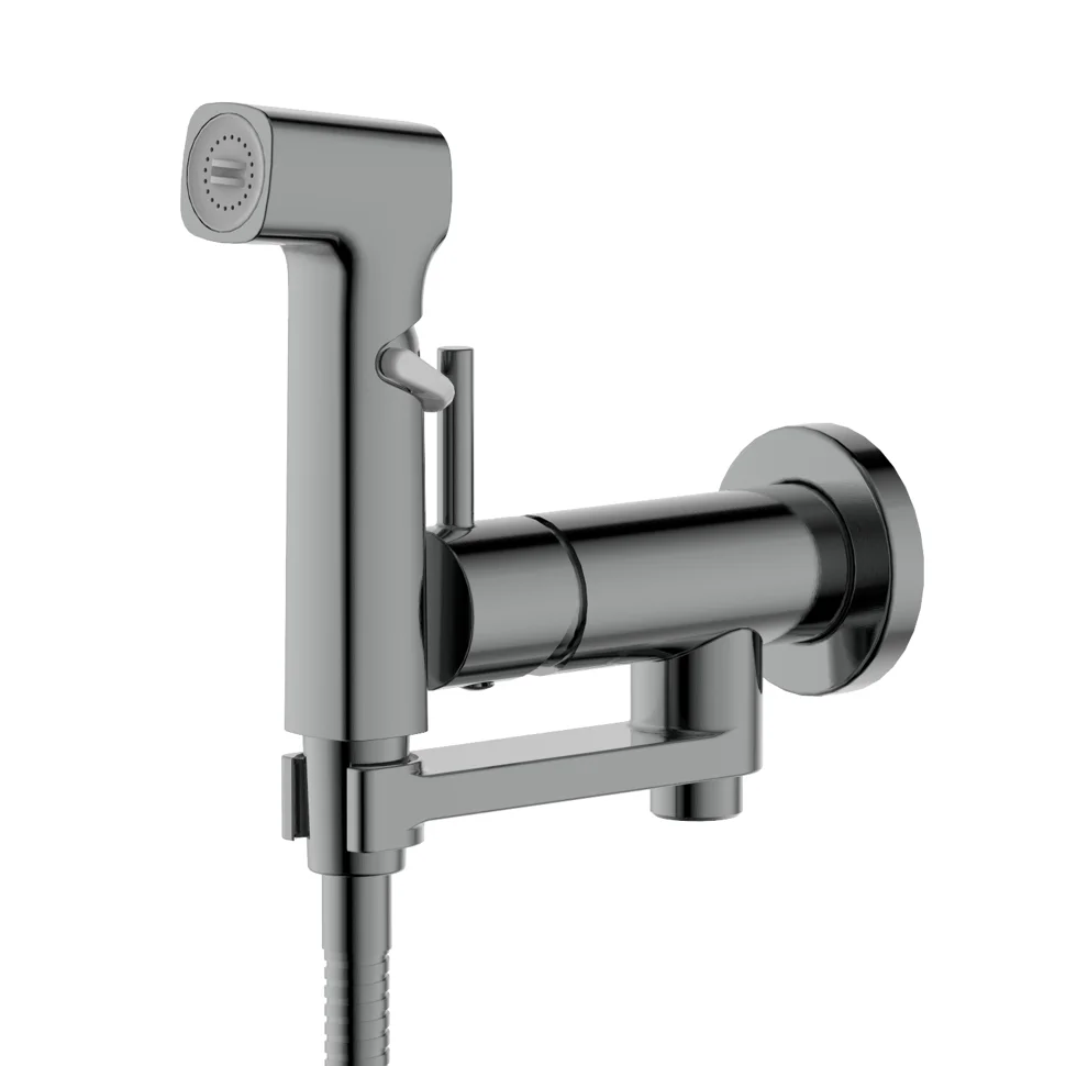 Комплект для гигиенического душа AQUATEK НИКА встроенный (смеситель + гигиеническая лейка + шланг), оружейная сталь
