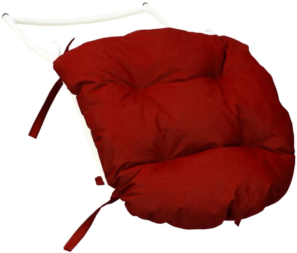 Подставка для ног на кресло подвесное, с ротангом белое, бордовая подушка