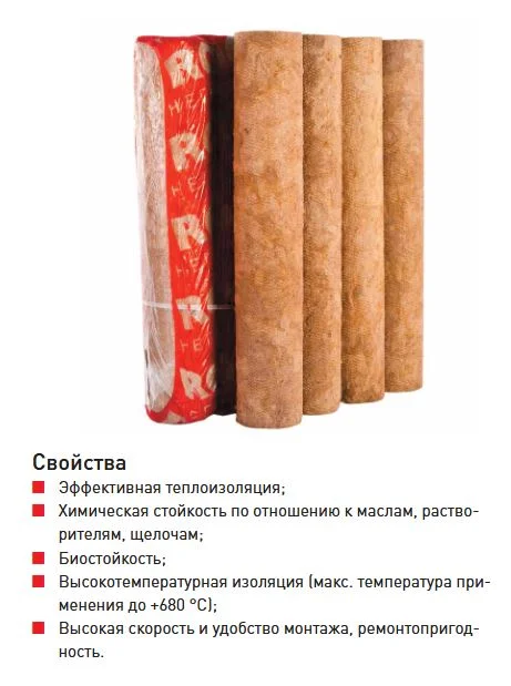 Цилиндры Роквул 50 x 28 мм кашированные фольгой (плотность 80кг/м3) НГ