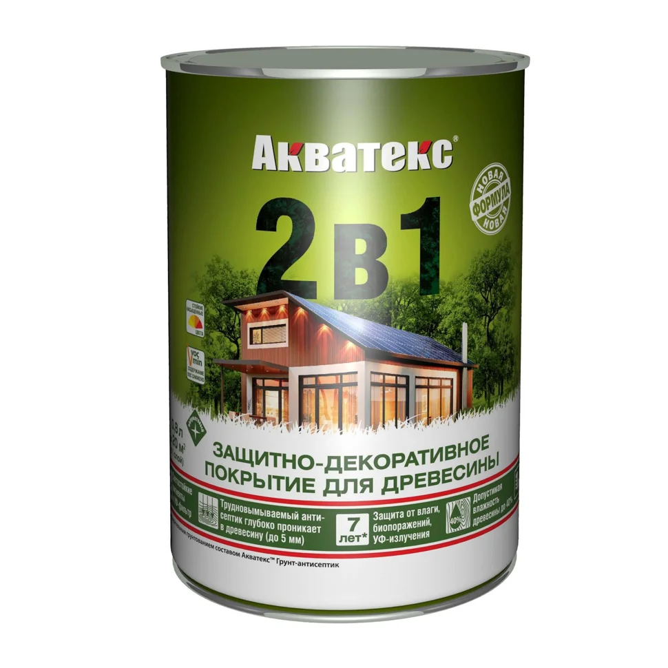 Основа алкидная Акватекс 2 в 1 - тик 0,8л УФ-защита, влажн. древесина 40%