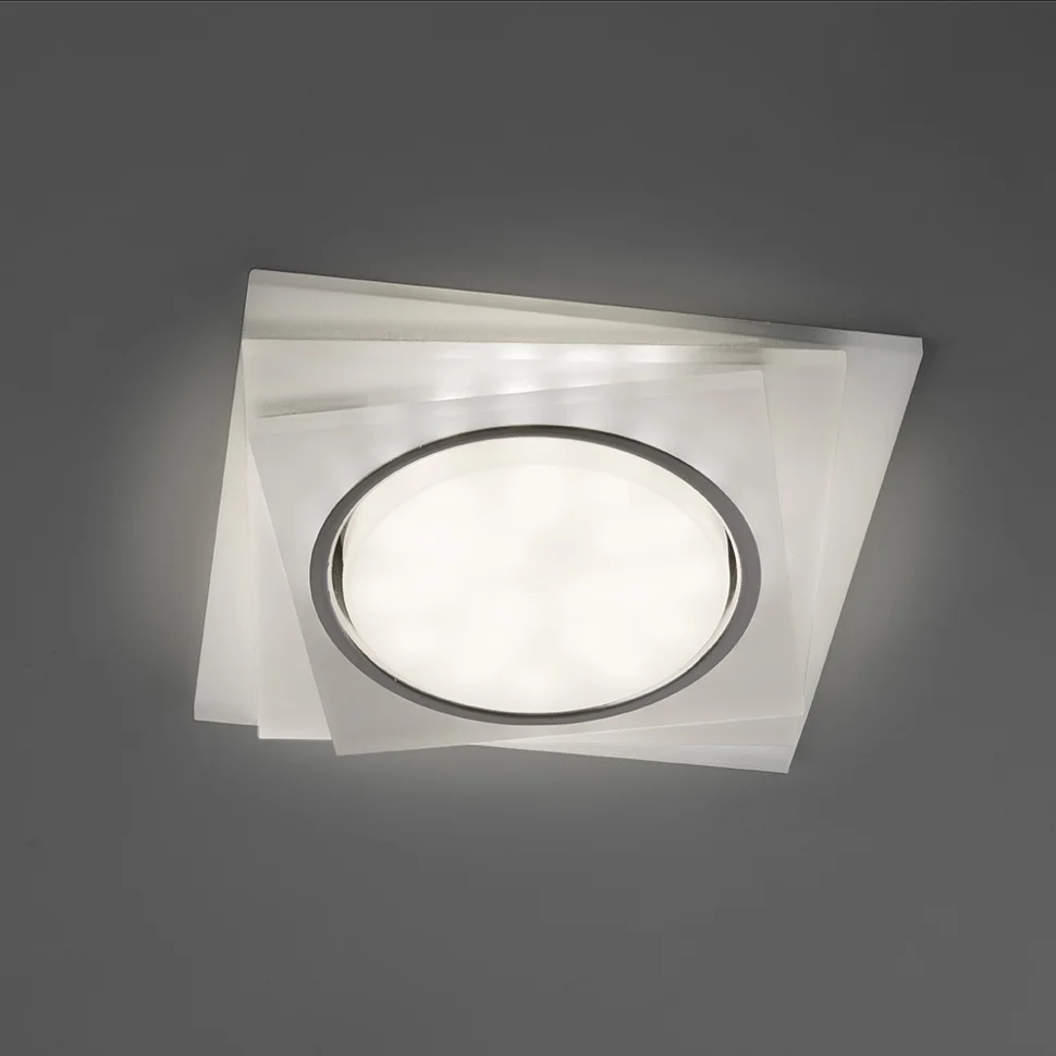Светильник точечный Feron CD5023 со светодиодной подсветкой 20LED*2835 SMD 4000K, 15W GX53, прозрачный, хром, квадрат