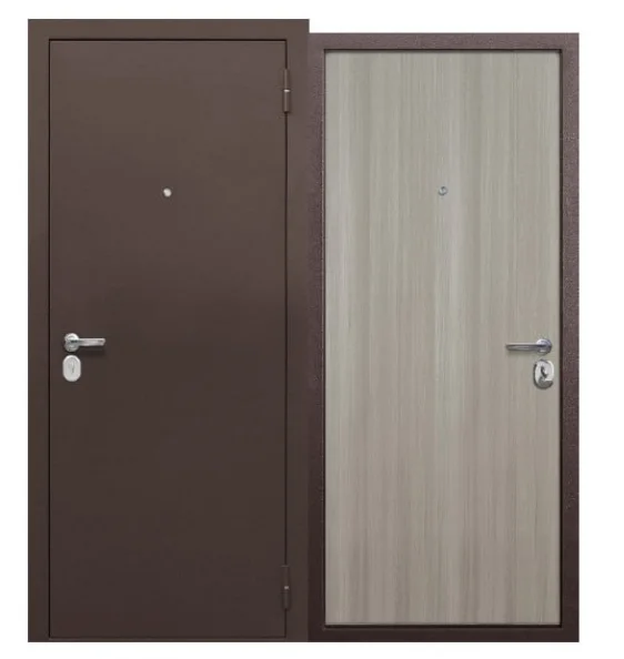 Дверь мет. ТАЙГА 7см 860х1900 "Л" Медный антик/ МДФ клен