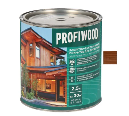 Защитно-декоративное покрытие для древесины EMPILS PROFIWOOD тик 2,3 кг