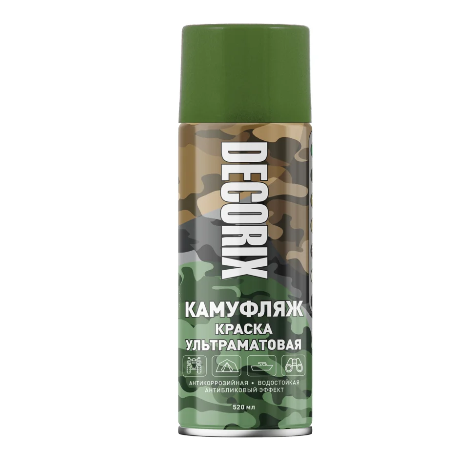 Краска аэрозольная акриловая Decorix зеленый камуфляж матовая 520 мл