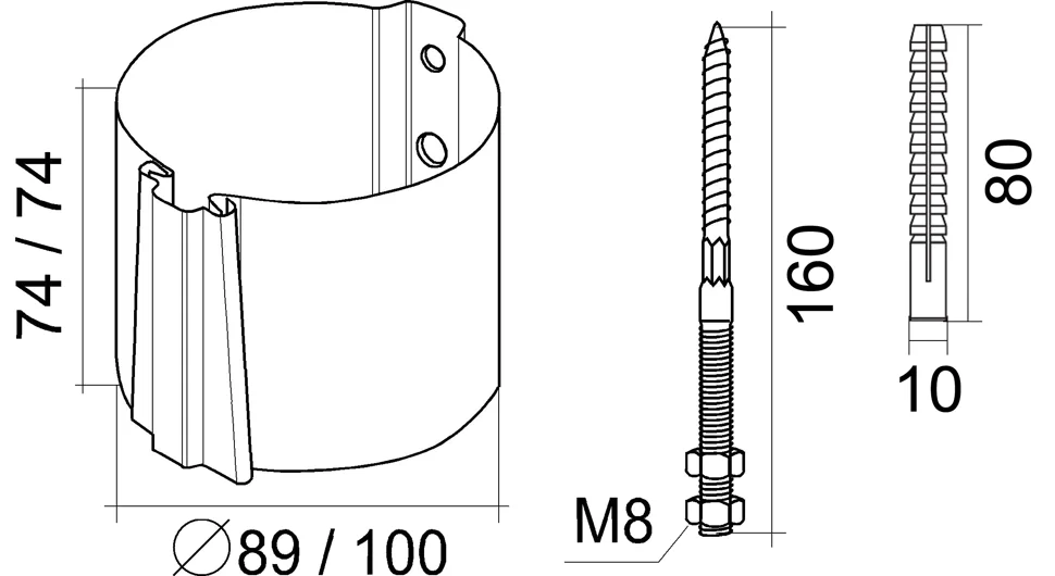 Кронштейн трубы на кирпич GL 90мм RAL 6005