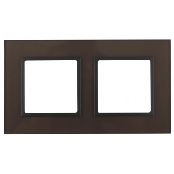 Рамка 2-местная Эра22 Elegance, стекло, бронза+антрацит, арт.14-5102-13