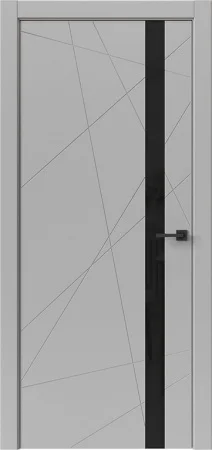 Дверь UBERTURE TAMBURAT LIGHT GEOMETRY Модель 4304 стекло Lacobel черный, Лофт светлый 90, кромка ABS черная