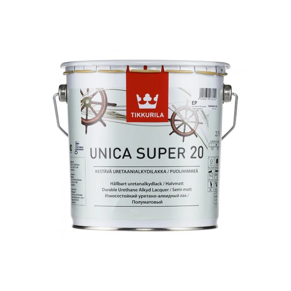 Лак паркетный полуматовый TIKKIVALA Unica Super 20 EP универсальный 2,7л
