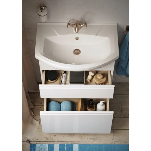 Комплект Aqwella: тумба Rodos 600х850х314 мм напольная, цвет белый с раковиной Элеганс 650