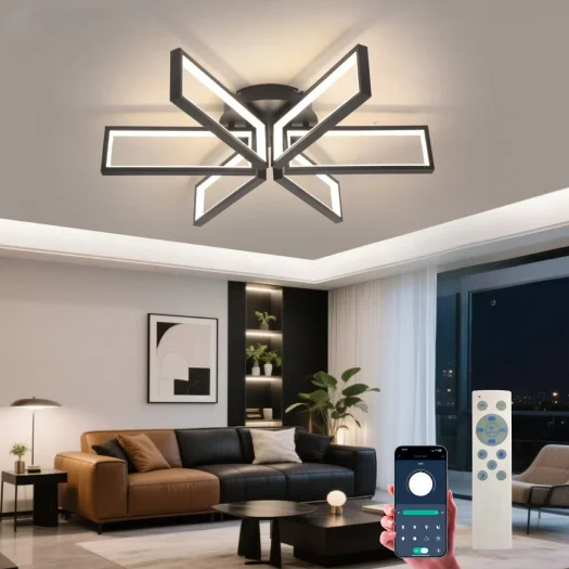 Люстра светодиодная управляемая MALDI 120W 6S-APP-650x150-BLACK/WHITE-220-IP20