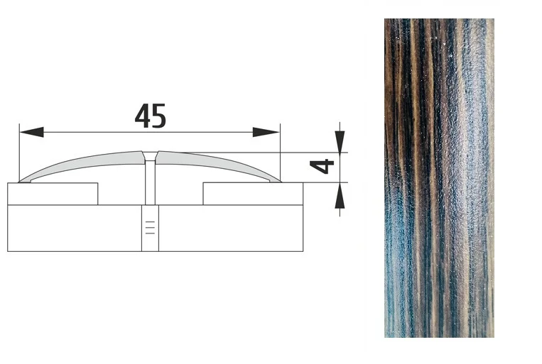 Порог АПС 004 алюминиевый 1350*45*4 мм одноуровневый (25 дуб мокко)