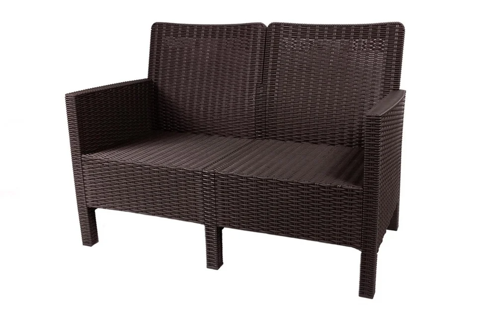 Диван двухместный садовый "СадКо" коричневый, под ротанг Диван двухместный садовый "СадКо" коричневый, под ротанг