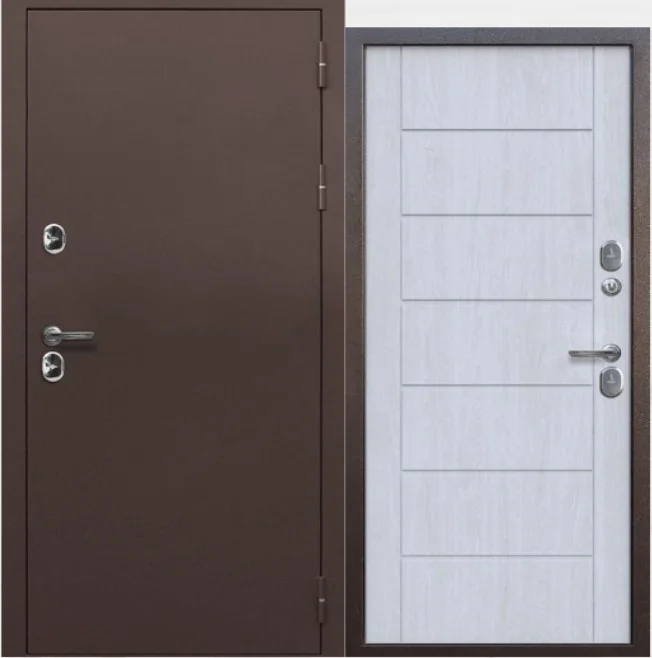 Дверь мет. FERRONI ISOTERMA 860х2050 "Л" Металл медный антик/астана милки МДФ (с терморазрывом)
