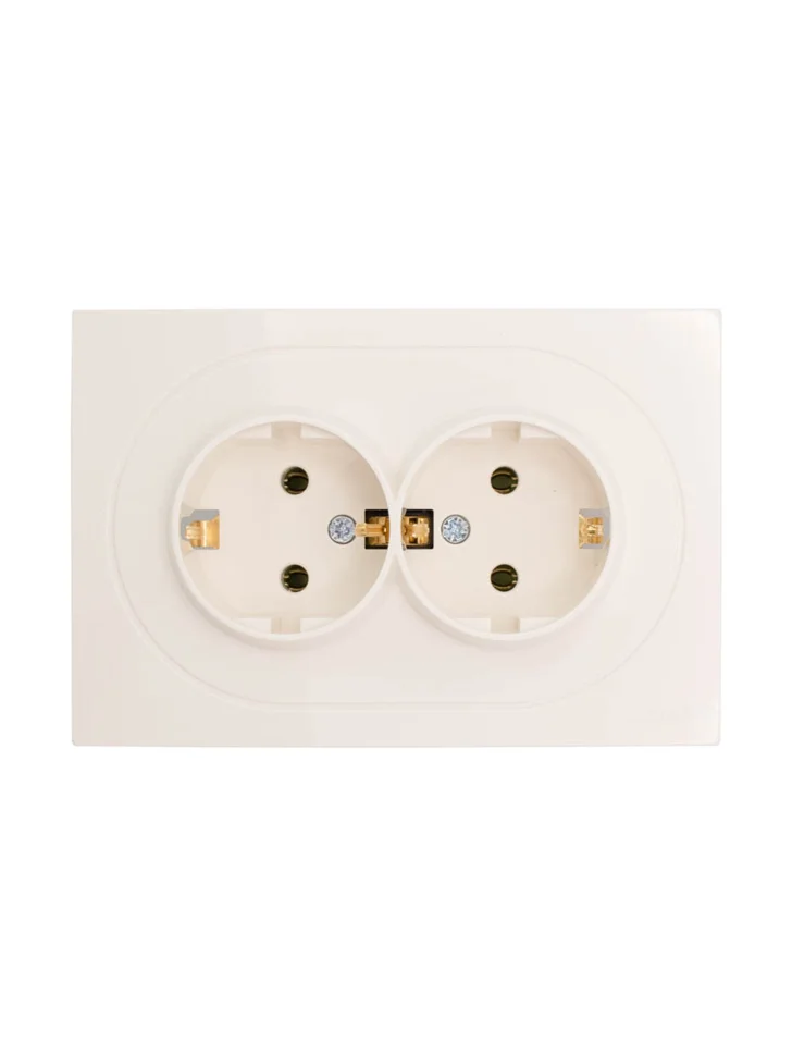 Розетка 2-местная СП Lezard OSEN с заземлением, слоновая кость Розетка 2-местная СП Lezard OSEN с заземлением, слоновая кость