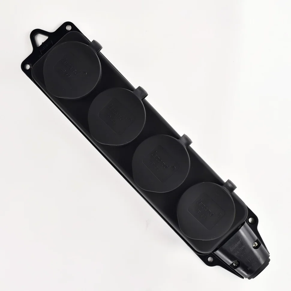 Розетка переносная Lezard 4-местная с заглушками 2Р+РЕ 1х16А 220-240V (каучук)
