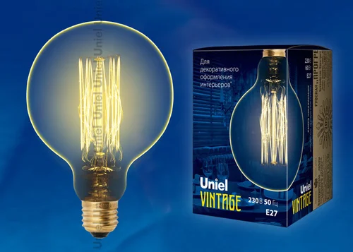 Лампа накаливания 60W E27 220V 300Лм Шар прозрачный(G125) Винтаж Uniel IL-V-G125-60/GOLDEN VW01